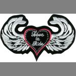 Studded - Love to Ride Heart Wings 3" x 4.5"