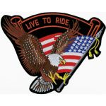 Live to Ride Eagle w/Studs - 9" x 7"