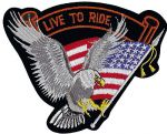 Live to Ride - Silver Eagle & American Flag 13 1/2" x 14 1/2"