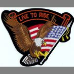 Live to Ride - Brown Eagle & American Flag 4" x 4 1/2"
