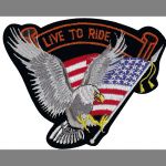 Live to Ride - Silver Eagle & American Flag 4" x 4 1/2"