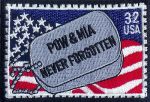 POW & MIA Never Forgotten Dogtags USA Flag Stamp 2 1/2" x 3 1/2"