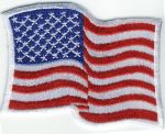 Small Wavy American Flag- White  Border  2 1/2" x 3"