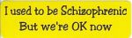 I USED TO BE SCHIZOPHRENIC BUT WE'RE OK NOW